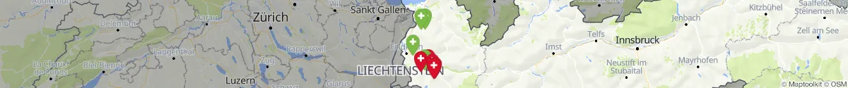 Kartenansicht für Apotheken-Notdienste in der Nähe von Thüringen (Bludenz, Vorarlberg)
